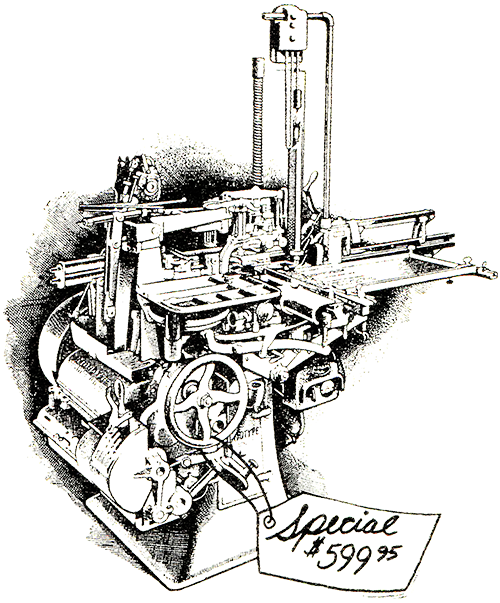 Illustration of a type caster for sale